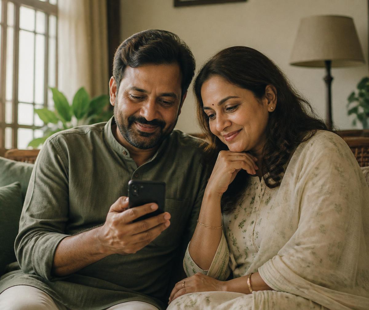 Parents reading a calm weekly update